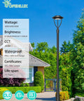80W LED Post Top Light With Dusk To Dawn Sensor DLC ETL Listed IP65 outdoor pole light in garden setting, 5000K, 11200 LM