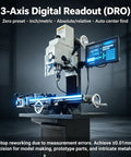 3-Axis Digital Readout on Badass 1300W Brushless Milling And Drilling Machine With R8 Taper Power Feed For Metal Wood DIY Workbench