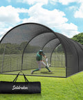 Backyard Ready Baseball And Softball Batting Cage With Enclosed Net And 12 By 12 Pitching Hole, Fiberglass Pole System, Carry Bag