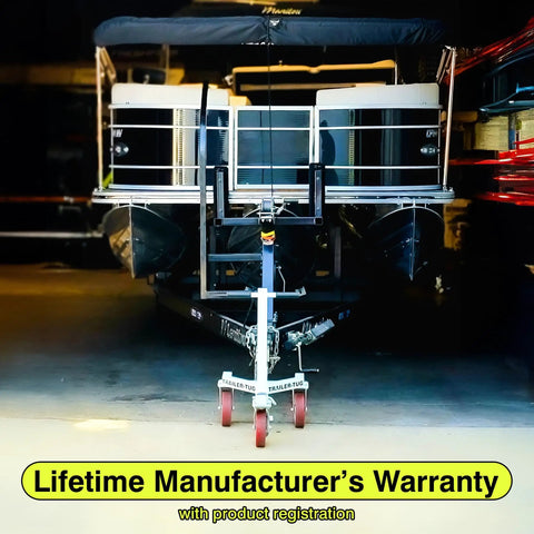 Heavy Duty Trailer Tug Man Moves Rv And Boat Trailers Up To 20K Lbs Capacity With 3500 Lb Tongue Weight Max in garage with boat.