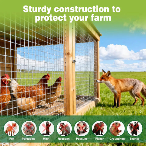 Heavy Duty 16 Inch By 50 Foot Hardware Cloth Welded Wire Mesh With Half Inch Openings Hot Dipped Galvanized For Chicken Coops