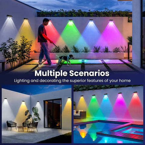 Outdoor Solar Fence Lights 16 Pack With 9 Color Options And 11 Modes 50 Lumens, wall and backyard lighting at night