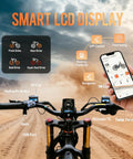 Smart LCD display features with phone app for Rugged 2026 Dual Motor Electric Bike For Adults With Beast Mode Power, 46 Mph Top Speed.