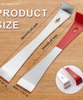 Two Pack Beefy Stainless Steel Pry Bars Set With Nail Puller And Angled Edges Flat Mini Crowbars For Scraping Pulling Lifting And Beekeeping Tasks Multipurpose Crowbar Tools For Kitchen Remodels And General DIY displayed on wooden surface showing size dimensions