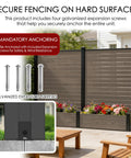 Two Pack Outdoor Privacy Screen With Planter For Patio Or Balcony, Standing 70 Inches Tall By 51 Inches Wide, Built Tough Aluminum Frame With Thick WPC Boards, All In One Garden Privacy Screen For Yard In Beige, includes galvanized expansion screws for secure anchoring on hard surfaces.