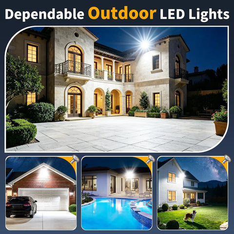 Top Shelf 200W LED Flood Lights Outdoor 2 Pack Brings Killer 24000 Lumen Glow Over Badass Properties For Solid Exterior Security And Commercial Lighting With Smart Dusk To Dawn Auto Mode In Crisp Daylight White