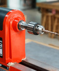 Heavy Duty Drill Chuck Set 5/8 Inch Capacity With JT33 MT2 And JT33 MT1 Taper Arbors on red wood lathe