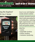 Person holding 4 In 1 Soil PH Moisture Fertility And Light Tester For Gardens And Lawns With Stainless Probes No Batteries Required A Nifty Soil Meter