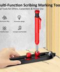 Slick Aluminum Alloy Scriber Tool With Dual Purpose Woodworking Compass And Circle Marking Gauge showing precise measurements on wood.
