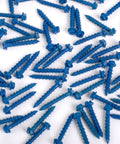 One Hundred Pack Diamond Tip Concrete Screws One Quarter Inch By One And Three Quarters Inch Hex Head spread on white background