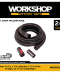 Long Two And A Half Inch By Thirteen Foot Locking Wet And Dry Shop Vacuum Hose With Dual Flex Ends For 180 Degree Reach