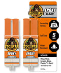 Two Part Clear Epoxy Kit 0.85 Oz Syringe Pack Of 2, 5 Minute Set Time, Tough As Nails Bond For Home And Auto Repairs, Gap Filling And Repositioning, Dries Crystal Clear, Waterproof And Heat Resistant Resin For Wood, Metal, Plastic, Glass