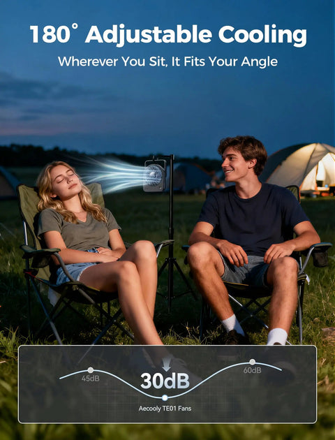 People camping with Tiny USB Desk Fan You Can Take Anywhere With Quiet 4 Speed Rechargeable Battery Powered Personal Fan In Black