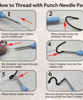 Tutorial on threading punch needle for Chill Dope Beginner Punch Needle Starter Kit With Cute Bee Pattern For DIY Hoop Embroidery.