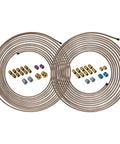 Copper Nickel Brake Line Kit Two Pack With Three Sixteenths Inch And One Quarter Inch Twenty Five Foot Tubing Coils And Fittings Rust