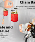 Heavy Duty Electric Chain Hoist With 1100 Lbs Half Ton Capacity And 110 Volt 20 Foot Lift No Sweat Operation For Home Garages Includes Wireless Remote And Badass G80 Chain with red chain bags for storage.