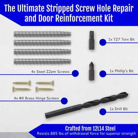4 Pack Permanent Door Hinge Repair Kit For Stripped Screw Holes Fix Loose Hinges Fast Reinforce Door Jambs And Strike Plates