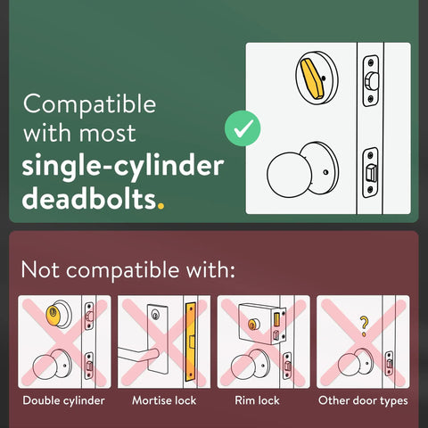 Keyless Entry Smart Lock With Wifi Electronic Deadbolt For Front Door showing compatibility info for single-cylinder deadbolts.