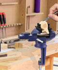 Heavy Duty Tough As Nails Three Inch Bench Vise Featuring A Rock Solid 360 Degree Rotating Base And Sure Grip Jaws for precise woodworking.