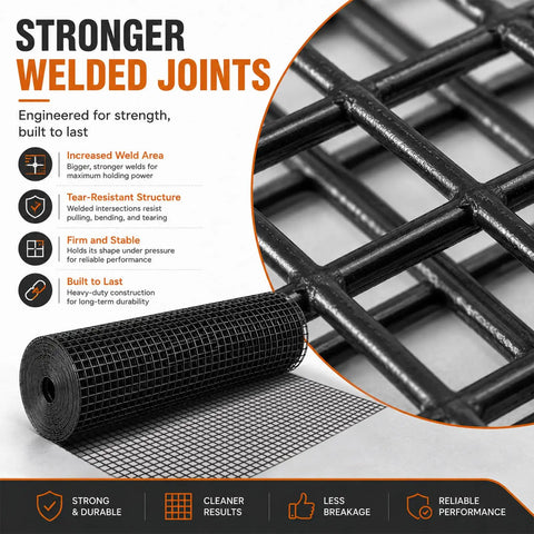 Built Like A Brick 1/2 Inch Hardware Cloth Tough As Nails Chicken Wire Fencing Roll For Yard Birds And Garden Protection showing a roll of 19 gauge steel mesh.