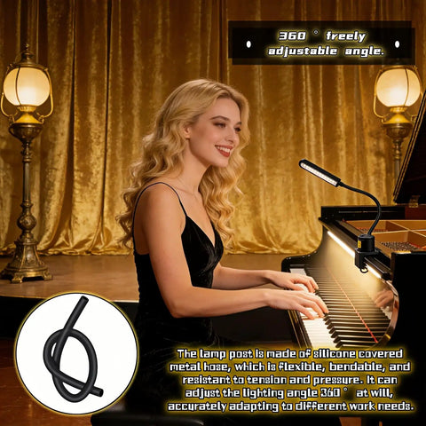 Bright 30 LED Sewing Machine Light With Flexible Silicone Neck And Magnetic Base on a piano for music stand illumination