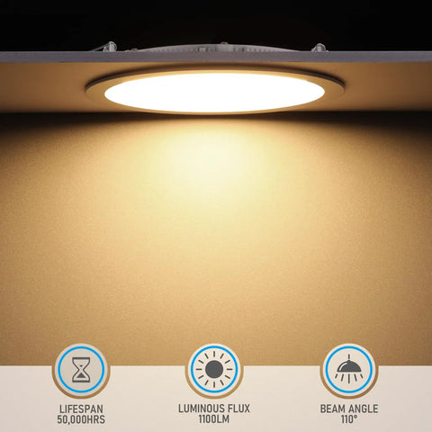 Illuminated 12 Pack 6 Inch Ultra Thin LED Recessed Down Lights With J Box 3000K Warm White 12W Dimmable 1100 Lumens Bright