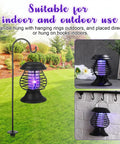 4 Pack Outdoor Solar Bug Zappers LED Waterproof 2 In 1 Hanging Mosquito Killer Cordless Garden Fly Insect Light placed in garden