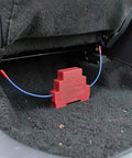 No Hassle Automatic Aerosol Fire Extinguisher 2 Pack dual nozzle unit installed in car interior for emergency fire protection.