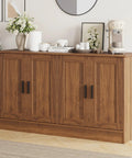53 Inch Rustic Brown Buffet Cabinet With Storage, Industrial Kitchen Sideboard With Four Doors And Adjustable Shelves