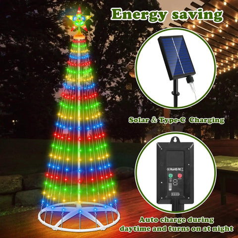 Solar Garden Lights 105 LED Decorative Pole Outdoor Lighting Kit, Waterproof Pathway Yard Decor, No Fuss Solar Powered Setup