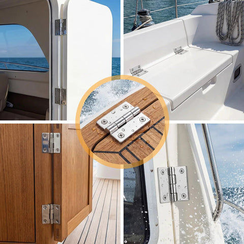 BBTO 6-pack 316 stainless steel boat hinges with screws; 2x2 in marine-grade rust-proof hinges for doors and hatch.