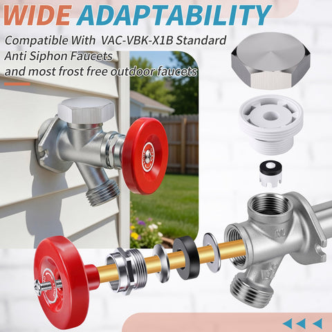 Outdoor Faucet Repair Kit With Anti Siphon Frostproof Vacuum Breaker And Metal Handle components displayed