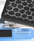 Close-up of Tesla Model 3 Cabin Air Filter And Model Y Replacement 2 Pack 3 Stage Filtration showing premium activated carbon layer
