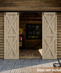 Eight Foot Double Barn Door Hardware Kit With Sliding Box Rail Ceiling Mount For Exterior And Interior Doors