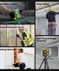 Rechargeable 360 Degree Self Leveling Green Laser Level With Tripod Mount Magnetic Base And Glasses in construction use