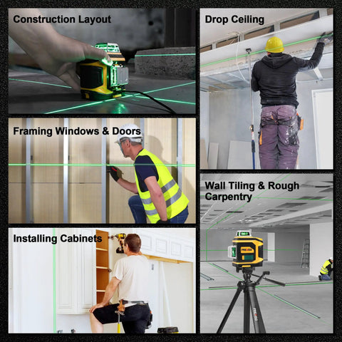 Rechargeable 360 Degree Self Leveling Green Laser Level With Tripod Mount Magnetic Base And Glasses in construction use