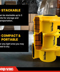 Stacked heavy duty floor drying fan with 1000 CFM air mover, 3 speed blower, portable and stackable, perfect for water damage restoration.