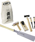 Beginner Friendly Japanese Woodworking Hand Tool Set 7 Piece Includes Plane Chisels Pull Saw Hammer Marking Gauge And Carry Bag