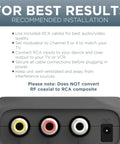 RCA to RF modulator installation tips, RCA inputs, includes AV cable, converts composite video and audio to channel 3 or 4 on TV.