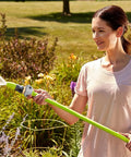 Person using garden hose with Heavy Duty Garden Hose Repair Fittings Aluminum Male Coupling Menders and Zinc Clamps