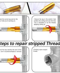 Steps to repair stripped threads using Rugged M2 HSS 1/8-27 NPT Pipe Tap And R Drill Bit Set With Titanium Plating for plumbers.