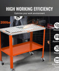 Tough As Nails Steel Welding Table 36 By 18 Inch Portable Workbench On Easy Roll Brake Casters 1200 Lbs Load Capacity, welding in action.