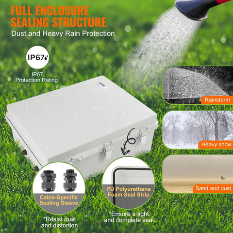 Weatherproof Junction Box Made From Heavy Duty ABS With Sturdy Hinged Lid And Stainless Steel Lock, IP67 Rated Outdoor Electrical Box