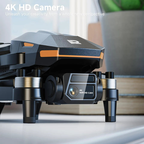 Close-up of compact 4K FPV drone camera, featuring brushless motors. Drones With 4K Camera For Adults FPV Beginner Drone With One Key Takeoff