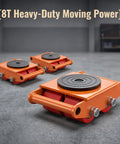 Eight Ton Heavy Duty Machinery Skate Dollies 4 Pack With Smooth 360 Degree Rotation Low Profile Carbon Steel Wheels for moving heavy equipment.