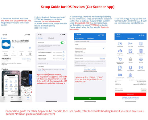 Bluetooth OBD II Scanner With BLE For iOS And Android Wireless Car Diagnostic Tool setup guide for iOS using Car Scanner ELM OBD2 app.