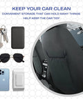 Back view of Memory Foam Car Seat Covers With Thick Cool Touch Fabric Front Seat Protection, storage pocket visible.