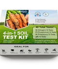 Box of 4-In-1 Soil Test Kit For PH, Nitrogen, Phosphorus And Potassium Levels - 40 Tests For Garden, Lawn, Yard, And Plant Care