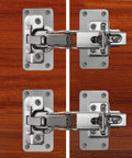 Installed Cabinet Hinge Repair Plate Kit with stainless steel fixing plates for cupboard doors, rust resistant, 12 pieces.
