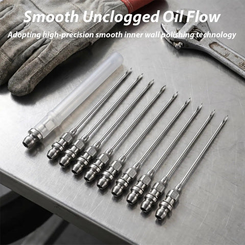 6 Piece Grease Gun Needle Tips Kit With Narrow Needles And Air Nozzle For Smooth Lubrication Portable Detachable Coupler Seal